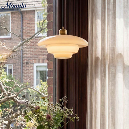Glazen Hanglamp met Gelaagd Design – Melkwit Matglas voor Eetkamer en Woonkamer