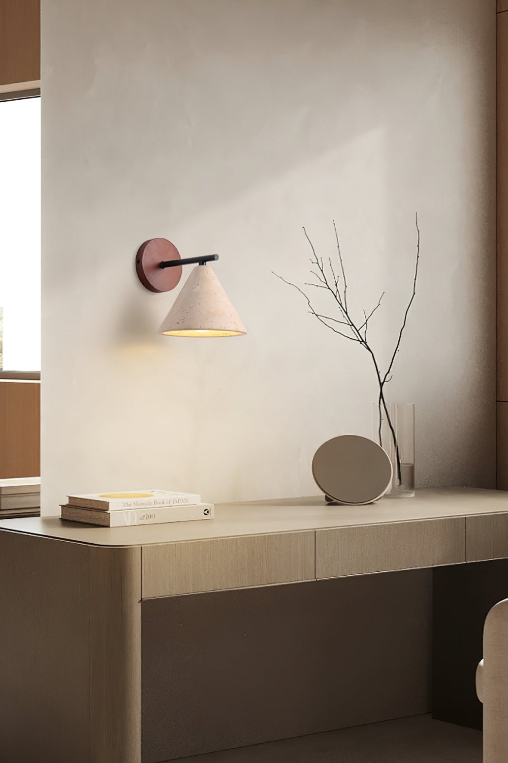 Travertijn Wandlamp Taps Toelopend Design Minimalistische Accentverlichting Slaapkamer Woonkamer