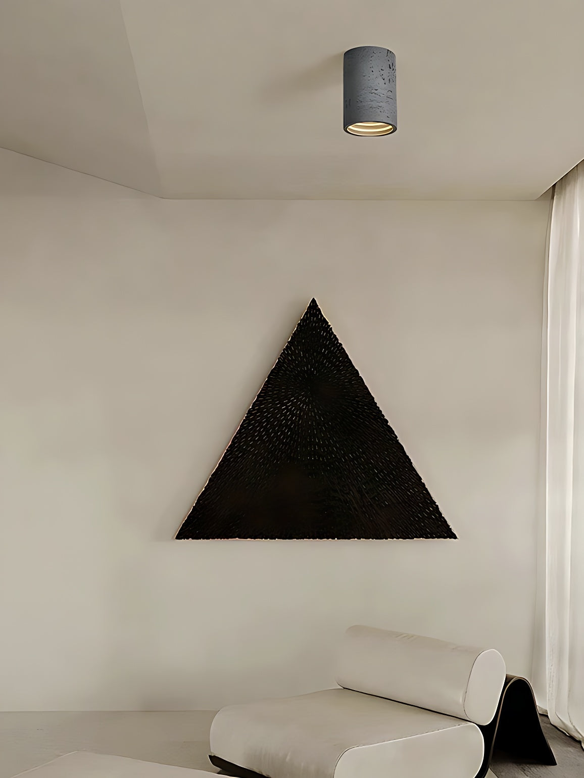 Cilindrische plafondlamp van travertijn – LED verlichting voor moderne interieurs