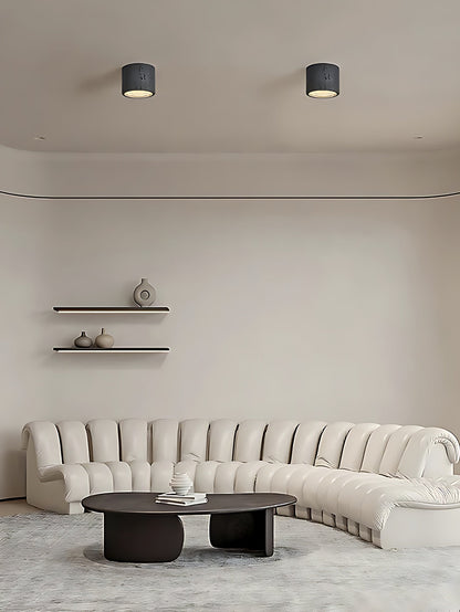 Cilindrische plafondlamp van travertijn – LED verlichting voor moderne interieurs