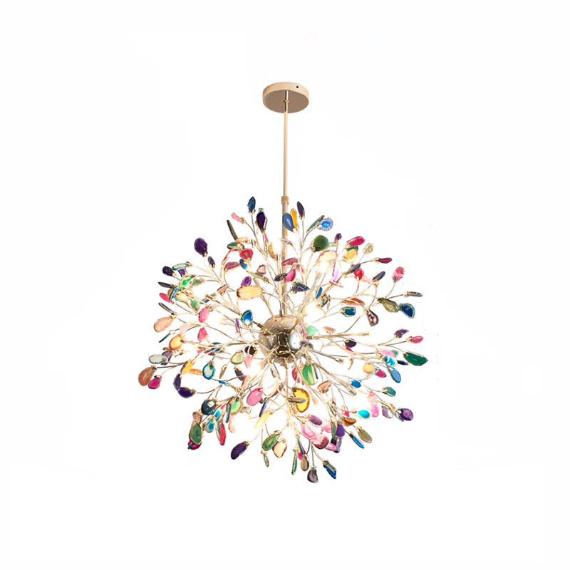 Hanglamp Kroonluchter Natuurlijk Agaat Metaal Goud Multicolor G4 12-18 Lichts Woonkamer