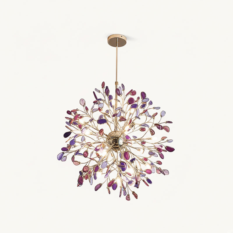 Hanglamp Kroonluchter Natuurlijk Agaat Metaal Goud Multicolor G4 12-18 Lichts Woonkamer