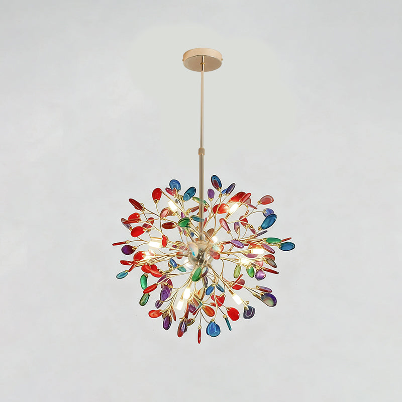 Hanglamp Kroonluchter Natuurlijk Agaat Metaal Goud Multicolor G4 12-18 Lichts Woonkamer