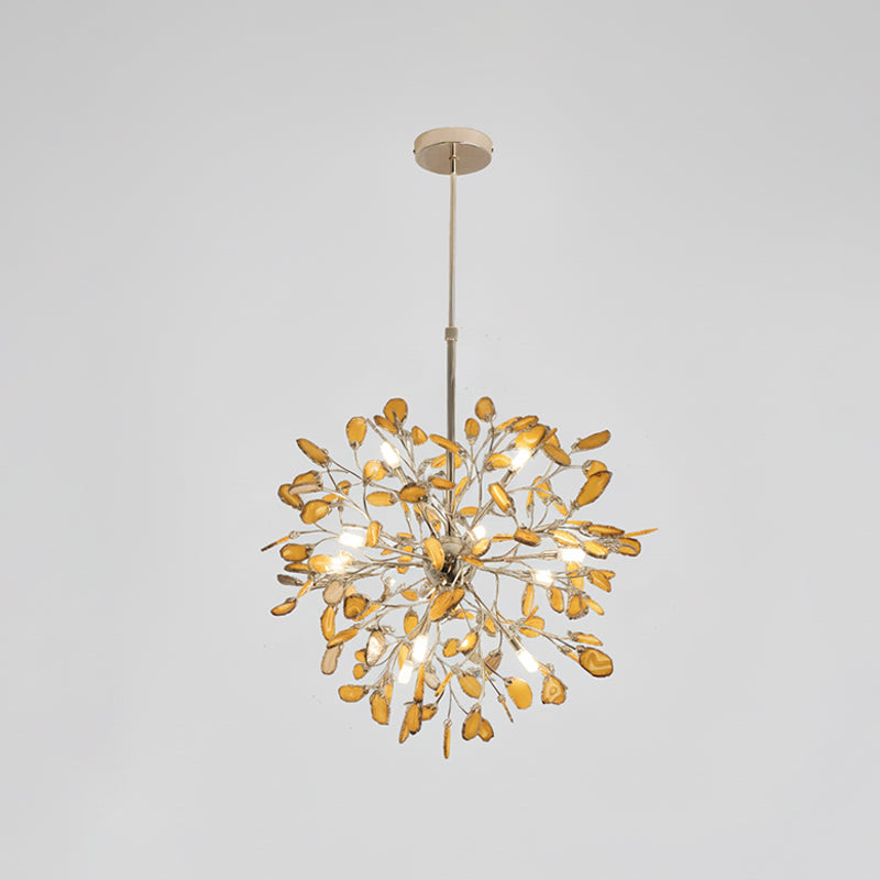 Hanglamp Kroonluchter Natuurlijk Agaat Metaal Goud Multicolor G4 12-18 Lichts Woonkamer