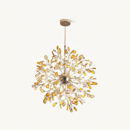 Agaat Kroonluchter met Braziliaanse Edelsteenschijven Roségoud Frame Luxe Hangverlichting voor Eetkamer Woonkamer Slaapkamer