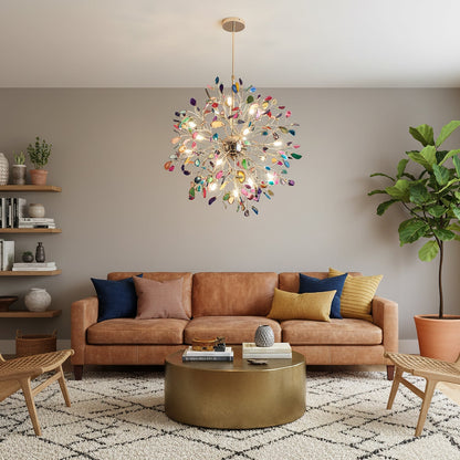 Hanglamp Kroonluchter Natuurlijk Agaat Metaal Goud Multicolor G4 12-18 Lichts Woonkamer