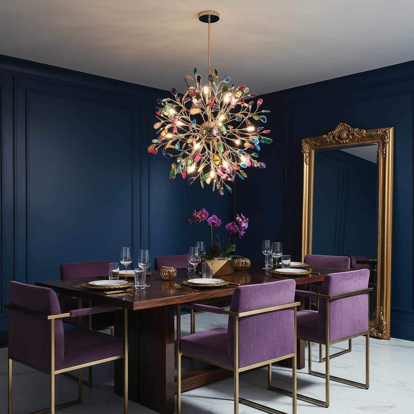Hanglamp Kroonluchter Natuurlijk Agaat Metaal Goud Multicolor G4 12-18 Lichts Woonkamer