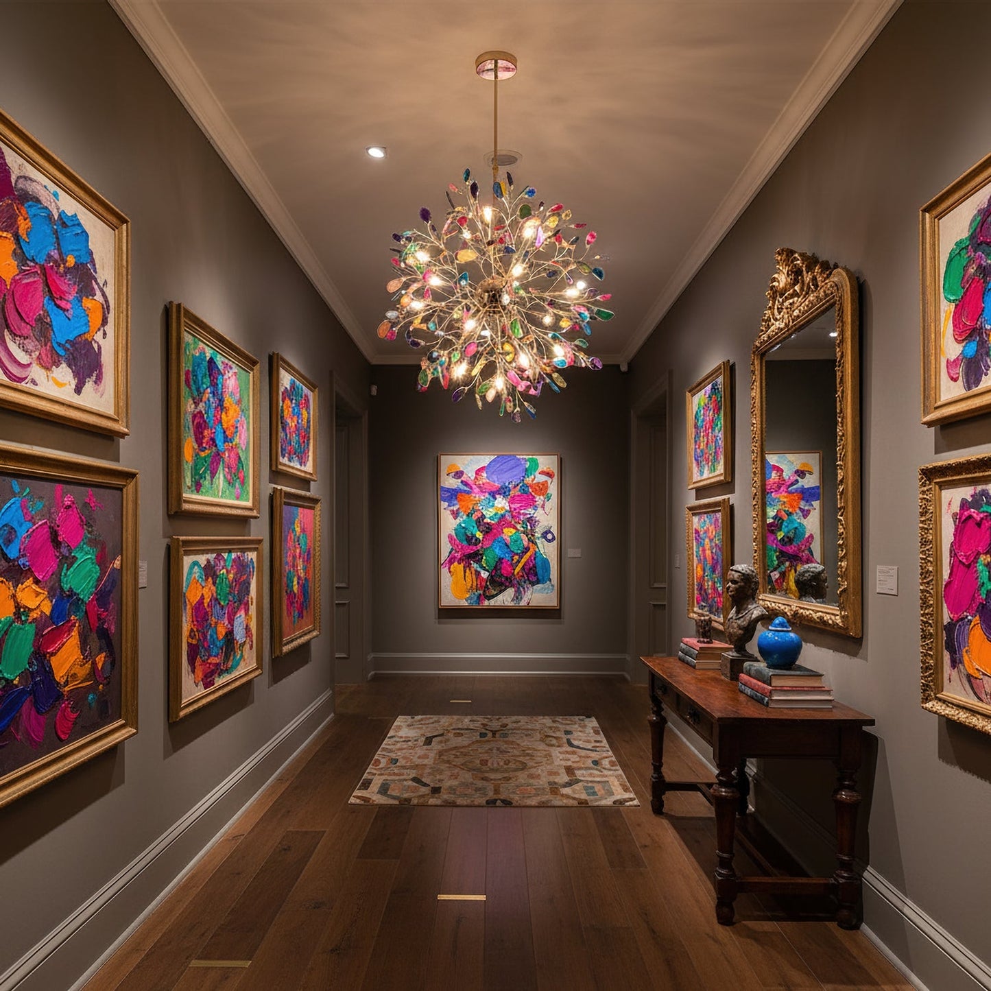 Hanglamp Kroonluchter Natuurlijk Agaat Metaal Goud Multicolor G4 12-18 Lichts Woonkamer