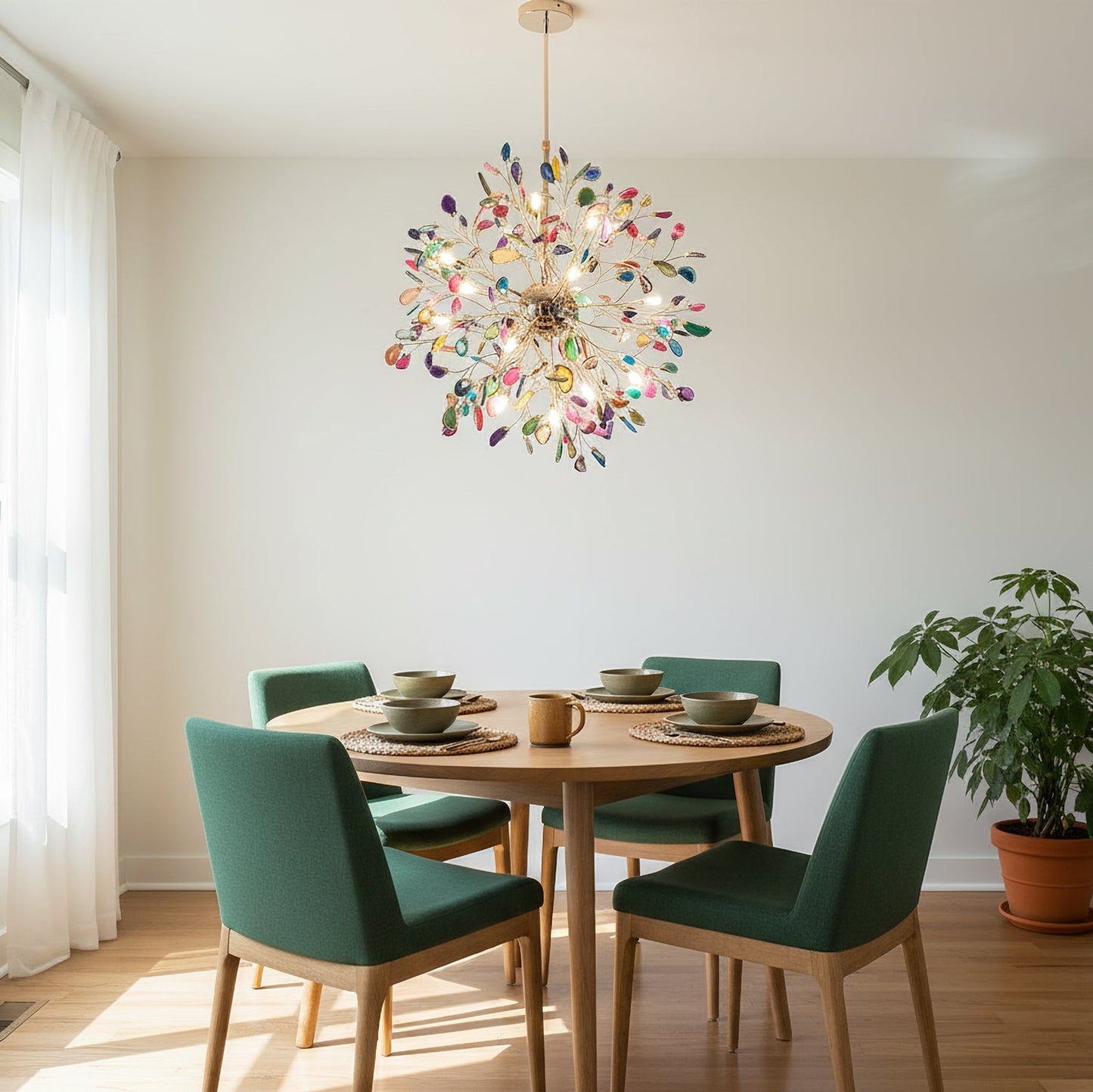 Hanglamp Kroonluchter Natuurlijk Agaat Metaal Goud Multicolor G4 12-18 Lichts Woonkamer