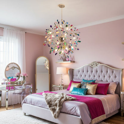 Hanglamp Kroonluchter Natuurlijk Agaat Metaal Goud Multicolor G4 12-18 Lichts Woonkamer