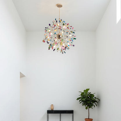 Hanglamp Kroonluchter Natuurlijk Agaat Metaal Goud Multicolor G4 12-18 Lichts Woonkamer
