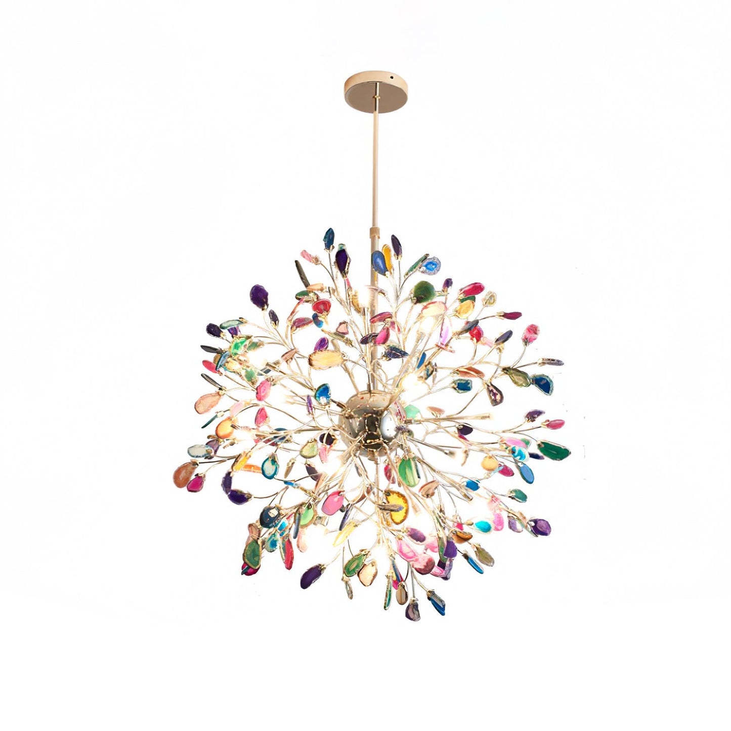 Hanglamp Kroonluchter Natuurlijk Agaat Metaal Goud Multicolor G4 12-18 Lichts Woonkamer