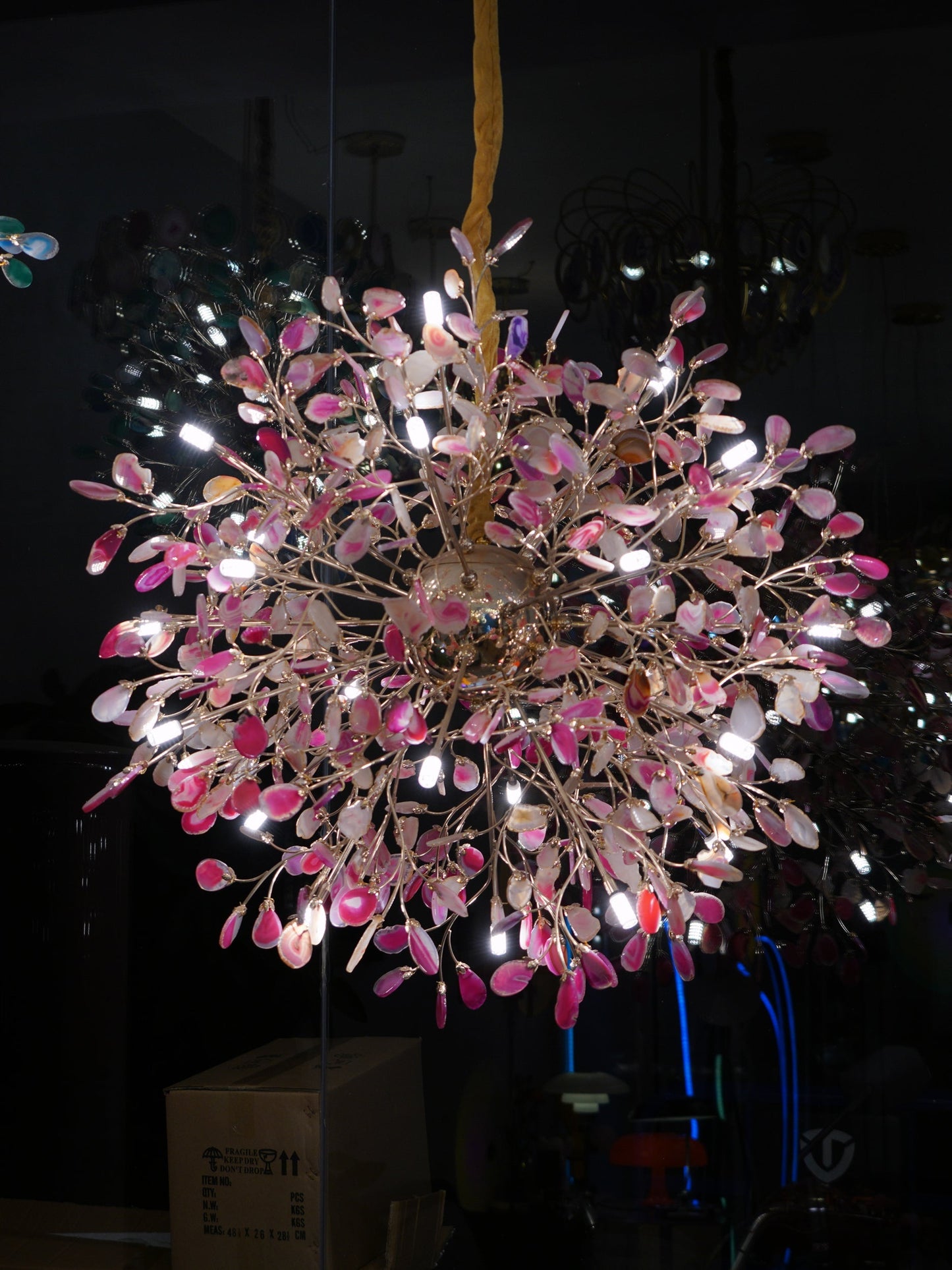 Hanglamp Kroonluchter Natuurlijk Agaat Metaal Goud Multicolor G4 12-18 Lichts Woonkamer