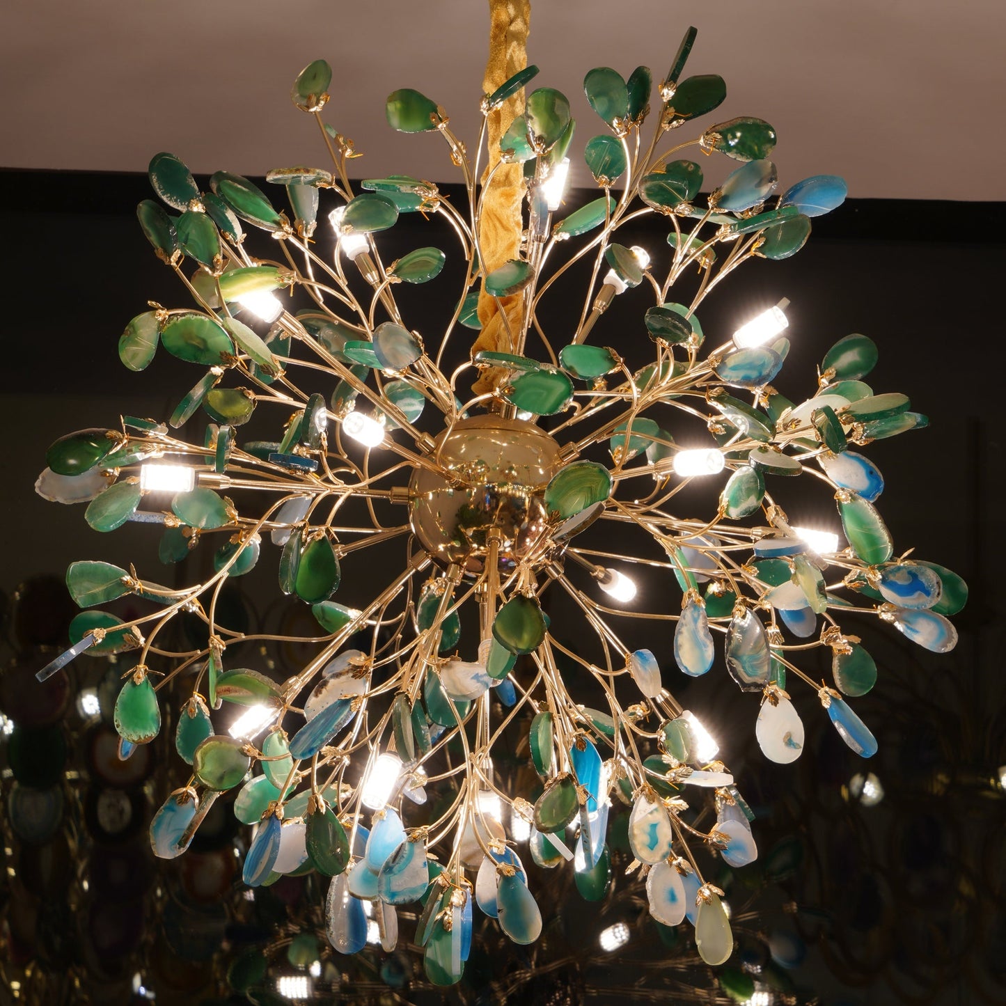 Hanglamp Kroonluchter Natuurlijk Agaat Metaal Goud Multicolor G4 12-18 Lichts Woonkamer