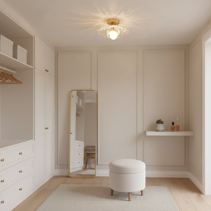 Plafondlamp met Bloesemontwerp in Hars en Messing – Elegante Verlichting voor Slaapkamer en Gang