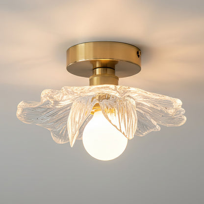 Plafondlamp met Bloesemontwerp in Hars en Messing – Elegante Verlichting voor Slaapkamer en Gang