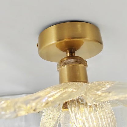 Plafondlamp met Bloesemontwerp in Hars en Messing – Elegante Verlichting voor Slaapkamer en Gang