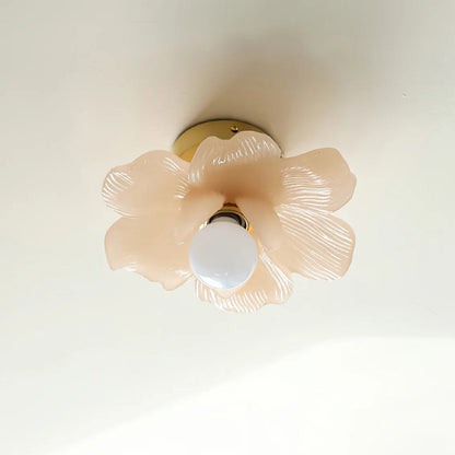 Plafondlamp met Bloesemontwerp in Hars en Messing – Elegante Verlichting voor Slaapkamer en Gang