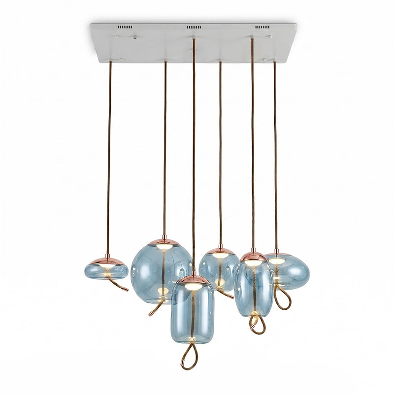 Handgeblazen Glazen Hanglamp Modern Design – Glas en Metaal – Instelbare Kabel 150cm – Geïntegreerde LED – 4 Modellen & Kleuropties