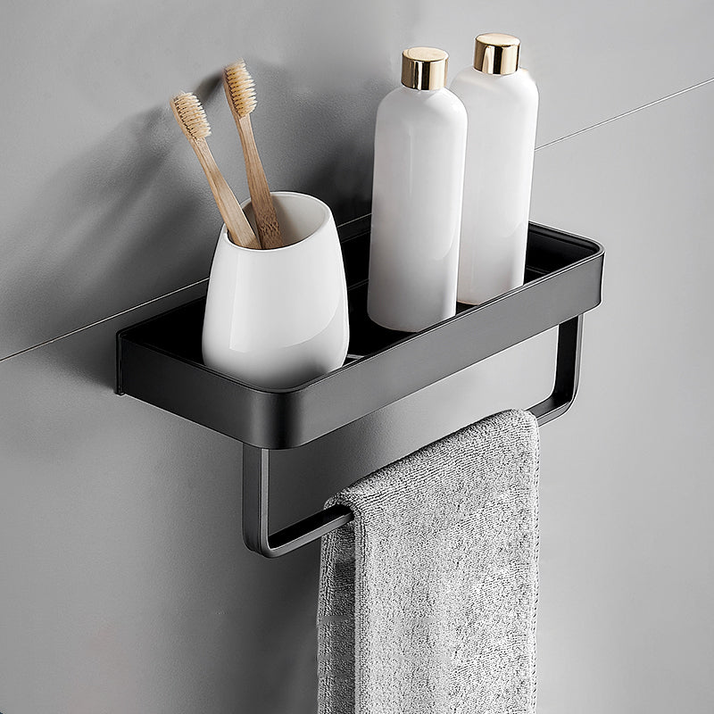 Aluminium Wandrek Mat Zwart 30-60cm met Bevestigingsopties – Multifunctionele Opbergruimte voor Badkamer en Douchezone