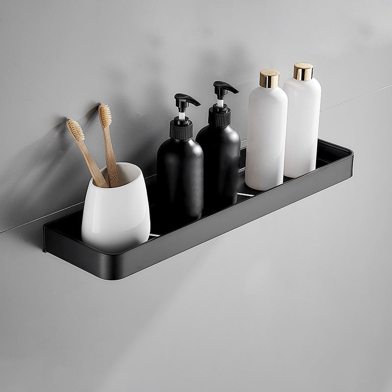 Aluminium Wandrek Mat Zwart 30-60cm met Bevestigingsopties – Multifunctionele Opbergruimte voor Badkamer en Douchezone
