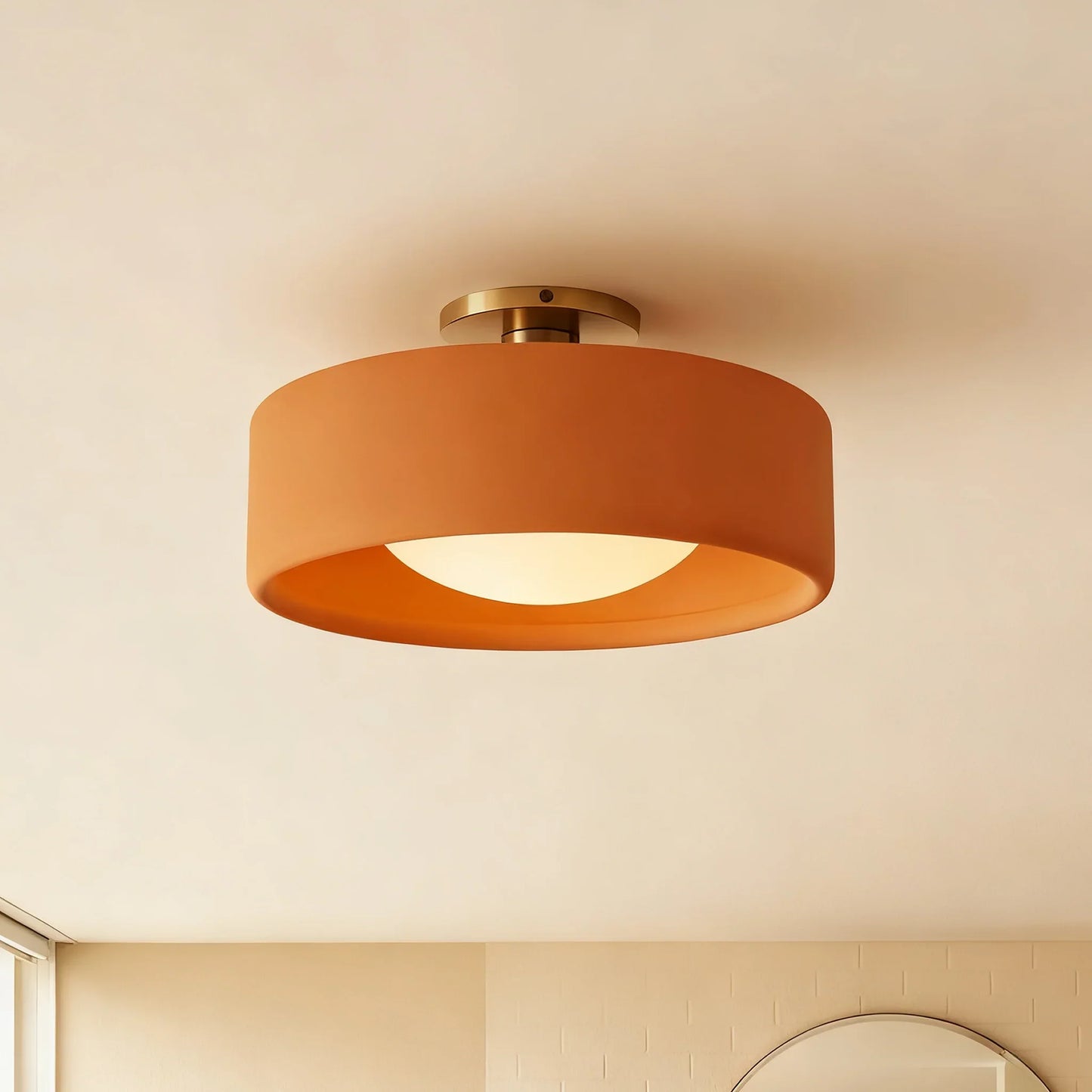 Keramische Plafondlamp Scandinavisch Design met Halfrond Porselein Kap
