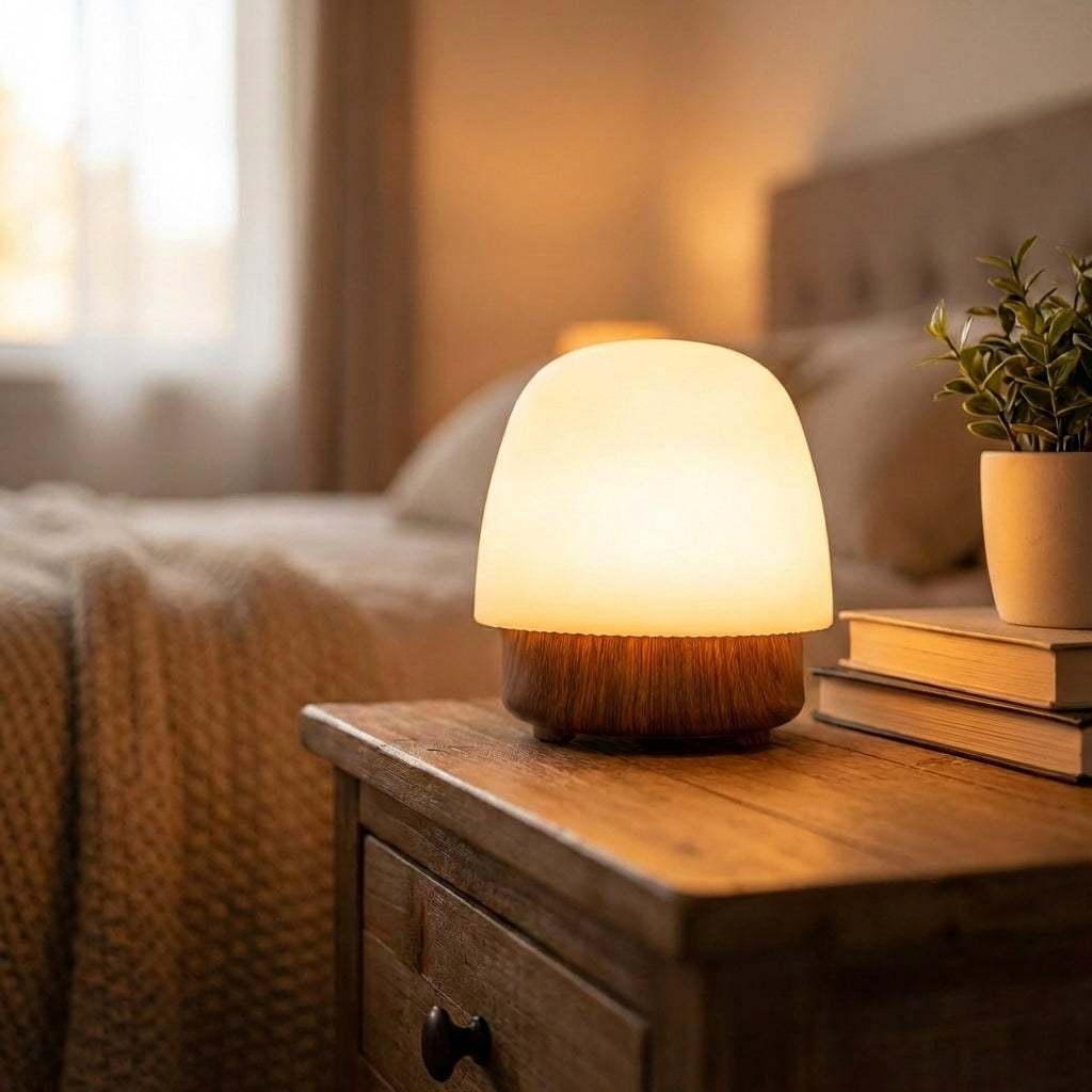 Nachtlamp Paddenstoel Siliconen Hout LED Dimbaar Kleurtemperatuur Instelbaar Slaapkamer Kinderkamer Bureaulamp Nachtlampje