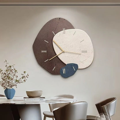 Houten Wandklok Organische Vorm 35×35 cm Stille Uurwerk Decoratief Wandobject