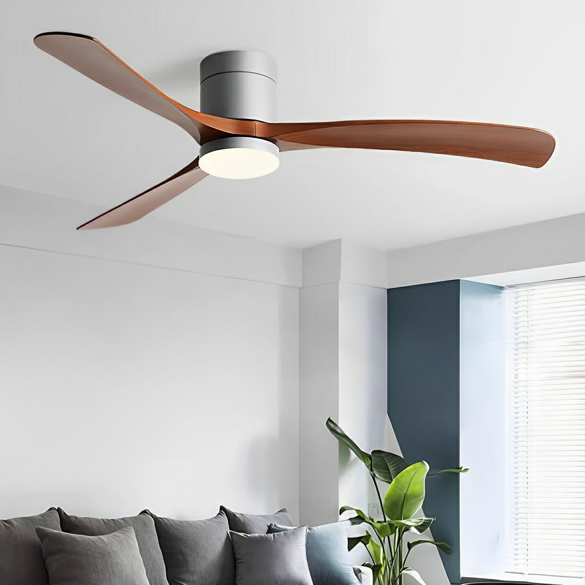 Plafondventilator met Lamp 142 cm – Stille Plafondlamp met Ventilator, LED 2400 Lumen, 6 Snelheden, Omkeerbaar, Wit of Zwart