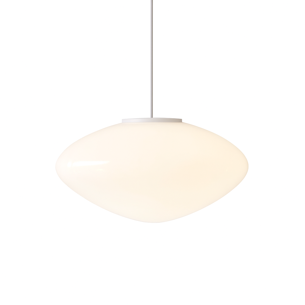 Deense hanglamp glas LED wit eettafel woonkamer Scandinavisch design minimalistisch modern