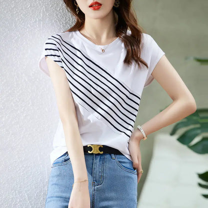 Vrouwelijke Zomerblouse Gedrukt met Gespleten Mouw