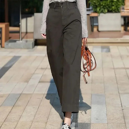 Kakikleurige Klokkenbroek Zomer Mode Losse Fit