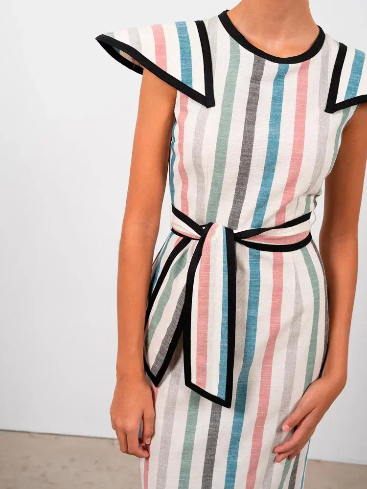 Midi Jurk Kleurrijk Elegant Lange Jurk voor Vrouw