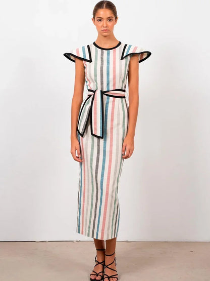 Midi Jurk Kleurrijk Elegant Lange Jurk voor Vrouw