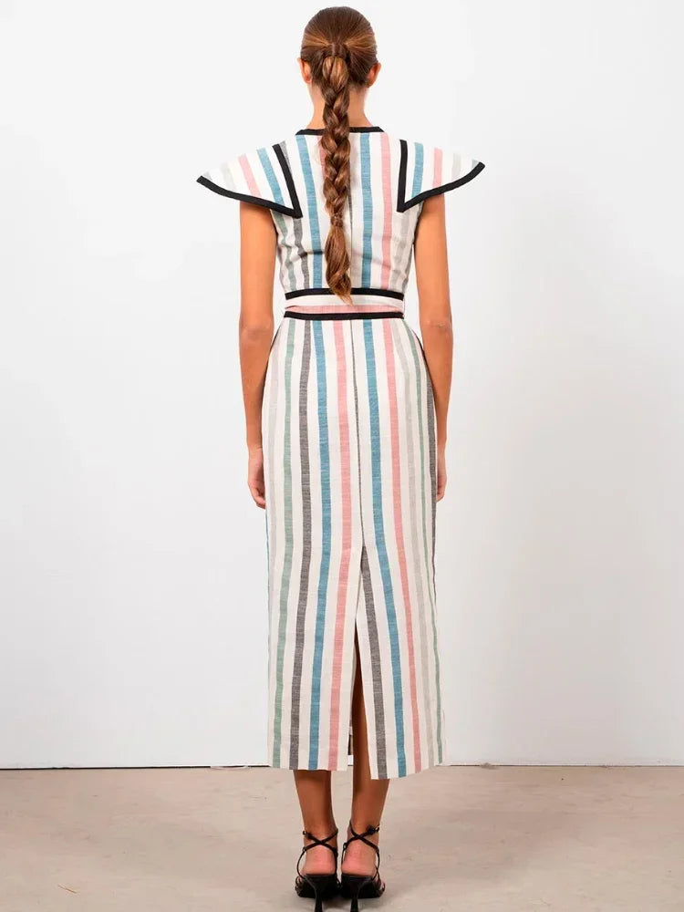 Midi Jurk Kleurrijk Elegant Lange Jurk voor Vrouw