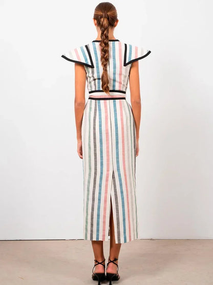 Midi Jurk Kleurrijk Elegant Lange Jurk voor Vrouw