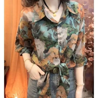 Luxe Blouse van Chiffon met Elegante Pasvorm