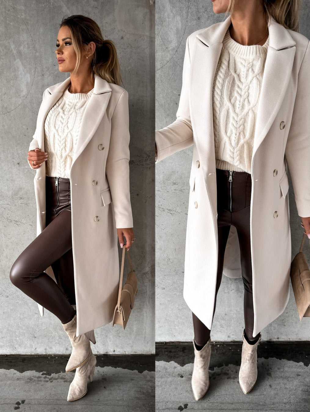 Mode Lange Coat Azzurra Stijlvol