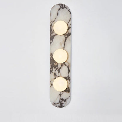 Design Wandlamp van Bulgari Marmer met Opaalglazen Bol – Italiaanse Mid-Century Wandverlichting voor Woonkamer, Hal en Slaapkamer