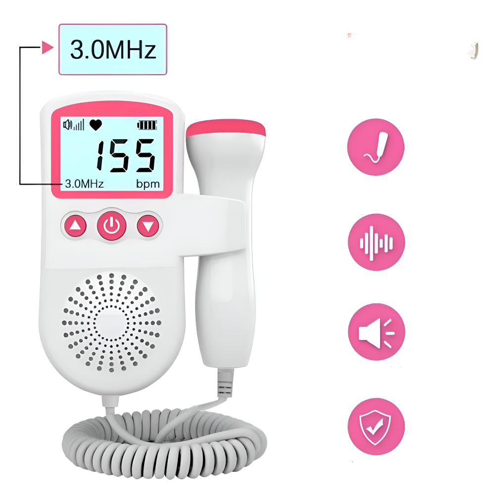Baby Hartslagmeter voor Zwangerschap – Foetale Doppler Monitor met LCD Scherm en Ingebouwde Luidspreker voor Thuisgebruik