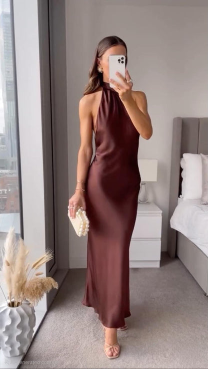 Midi Jurk Halterneck Vrouwelijke Zomerjurk - StudioMarella
