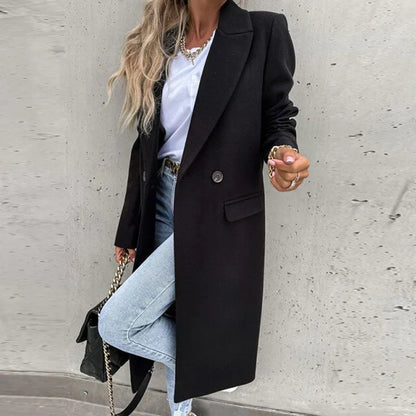Dames Jas Lange Klassieke Stijl met Knopen