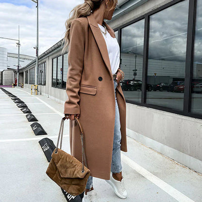 Dames Jas Lange Klassieke Stijl met Knopen