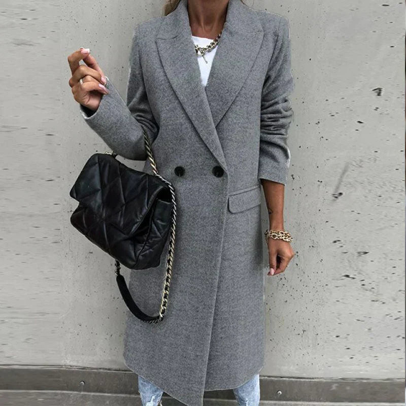 Dames Jas Lange Klassieke Stijl met Knopen