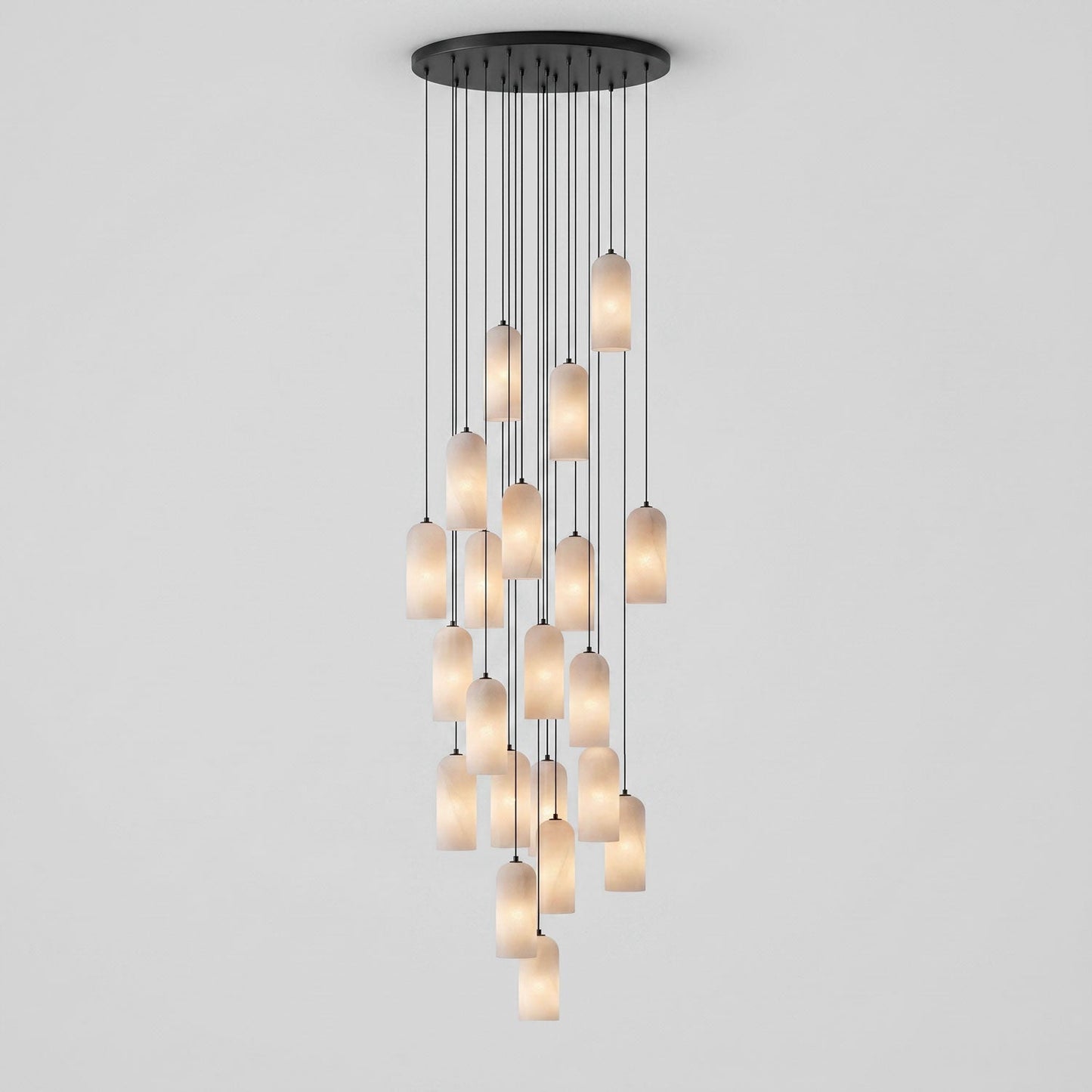 Alabasten Hanglamp met Gevlochten Snoer – Natuursteen Verlichting van Enkel Lichtpunt tot 21-Lichts Cluster – Mid-Century Modern Stijl Eetkamer Hanglamp met E12/E14 Fitting