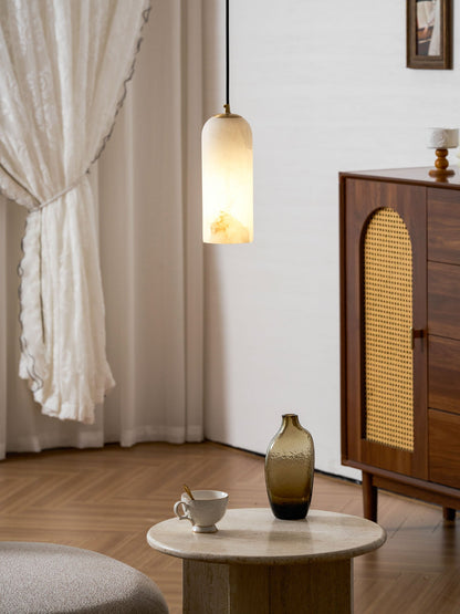 Alabasten Hanglamp met Gevlochten Snoer – Natuursteen Verlichting van Enkel Lichtpunt tot 21-Lichts Cluster – Mid-Century Modern Stijl Eetkamer Hanglamp met E12/E14 Fitting