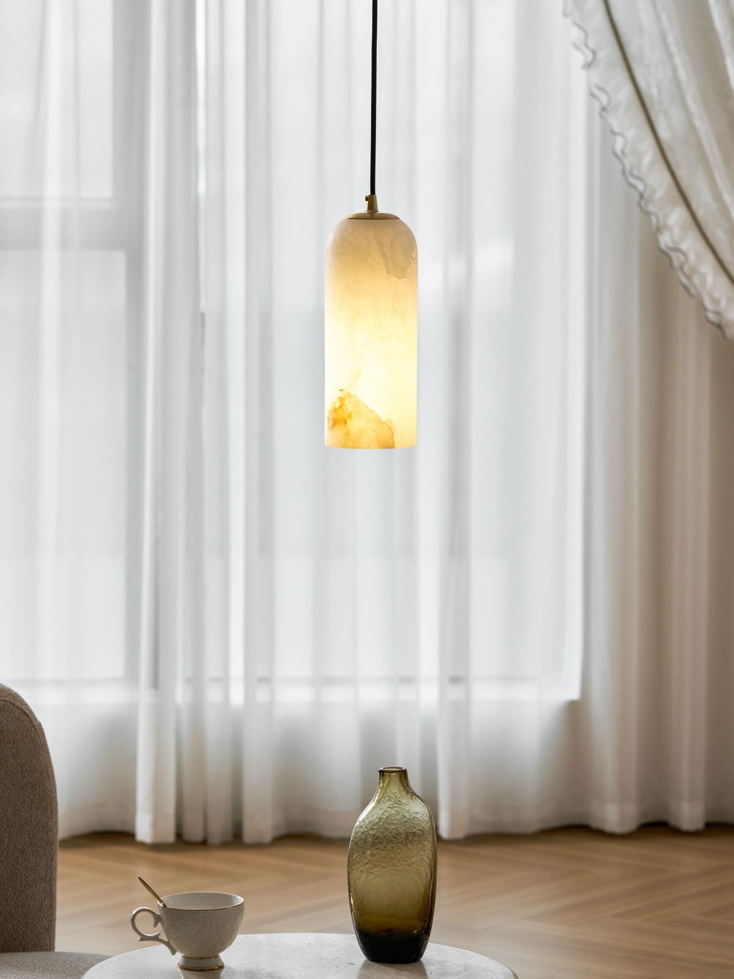 Alabasten Hanglamp met Gevlochten Snoer – Natuursteen Verlichting van Enkel Lichtpunt tot 21-Lichts Cluster – Mid-Century Modern Stijl Eetkamer Hanglamp met E12/E14 Fitting