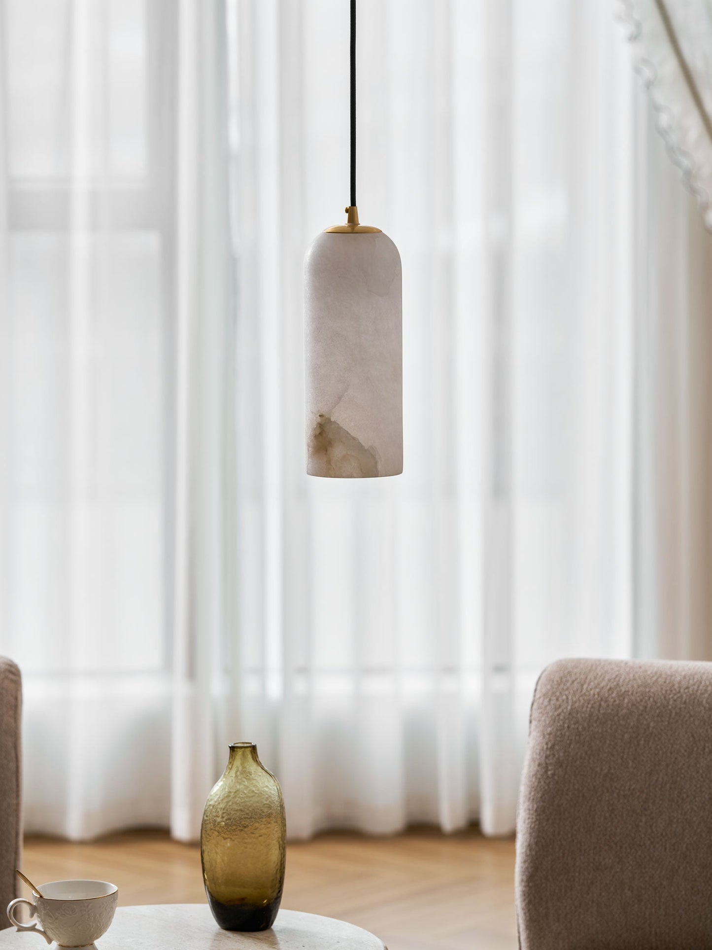 Alabasten Hanglamp met Gevlochten Snoer – Natuursteen Verlichting van Enkel Lichtpunt tot 21-Lichts Cluster – Mid-Century Modern Stijl Eetkamer Hanglamp met E12/E14 Fitting