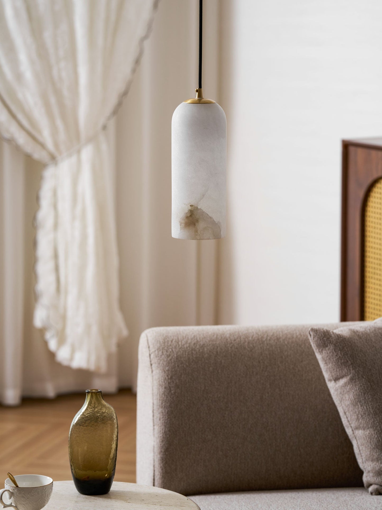 Alabasten Hanglamp met Gevlochten Snoer – Natuursteen Verlichting van Enkel Lichtpunt tot 21-Lichts Cluster – Mid-Century Modern Stijl Eetkamer Hanglamp met E12/E14 Fitting