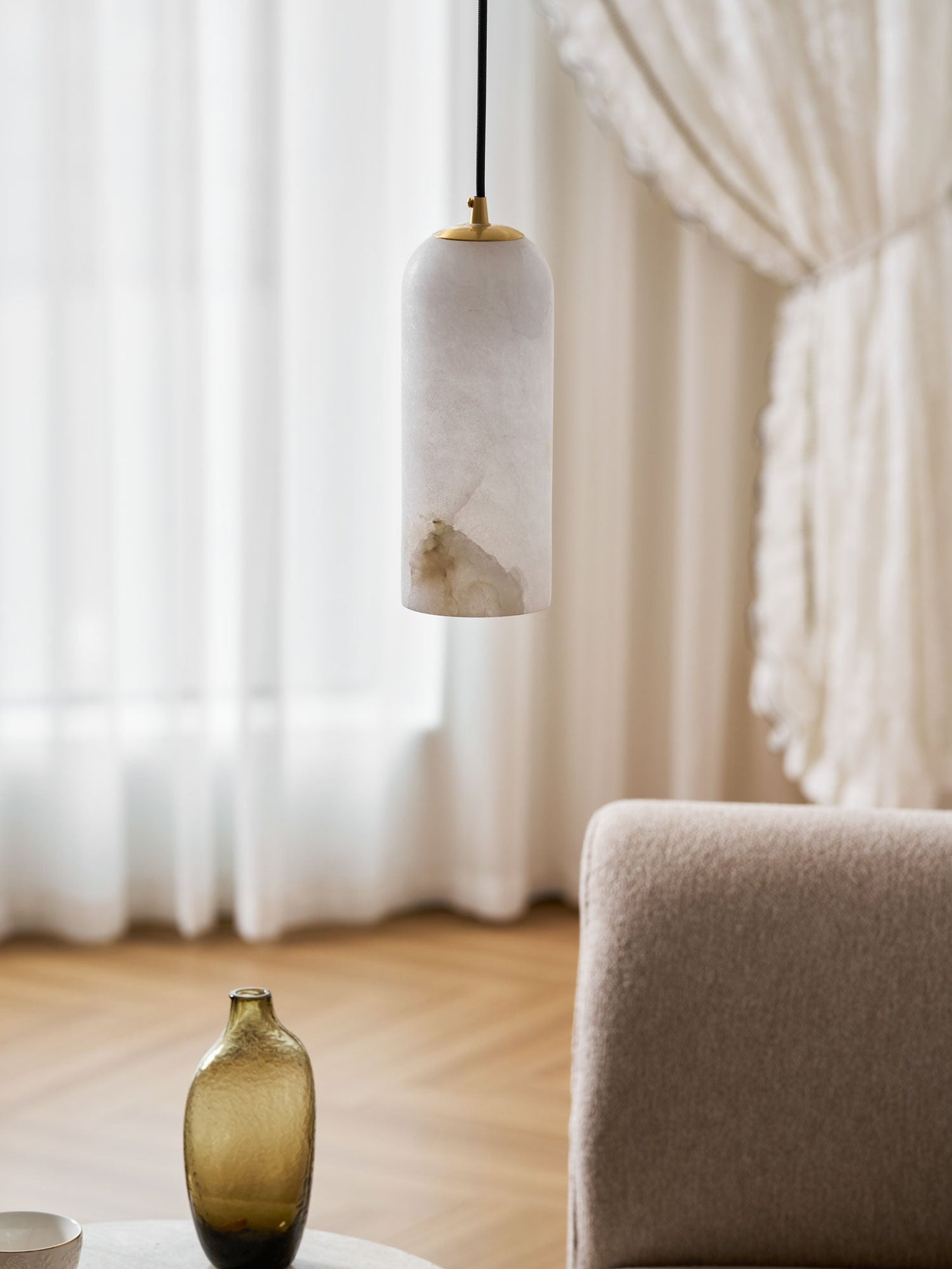 Alabasten Hanglamp met Gevlochten Snoer – Natuursteen Verlichting van Enkel Lichtpunt tot 21-Lichts Cluster – Mid-Century Modern Stijl Eetkamer Hanglamp met E12/E14 Fitting